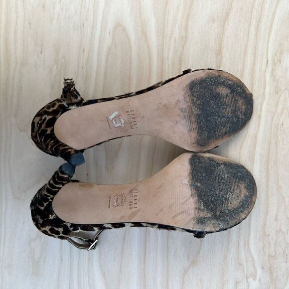 Stuart Weitzman Nudist Heels Sandal Leopard Print Calf Hair womens size 9 - Picture 5 of 12